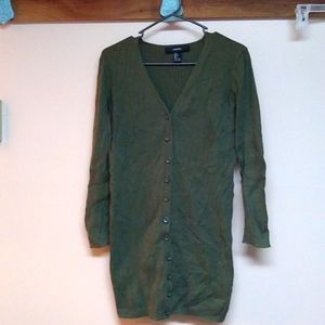 Forever 21 Olive green long sweater, large